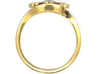 Edwardian 18ct Gold & Platinum Three Stone Diamond Crossover Ring