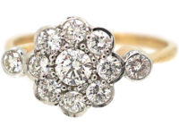 Diamond Cluster Ring with Heart & Arrow Diamond Set Shoulders