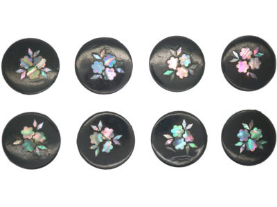 Victorian set of Eight Papier mâché Buttons