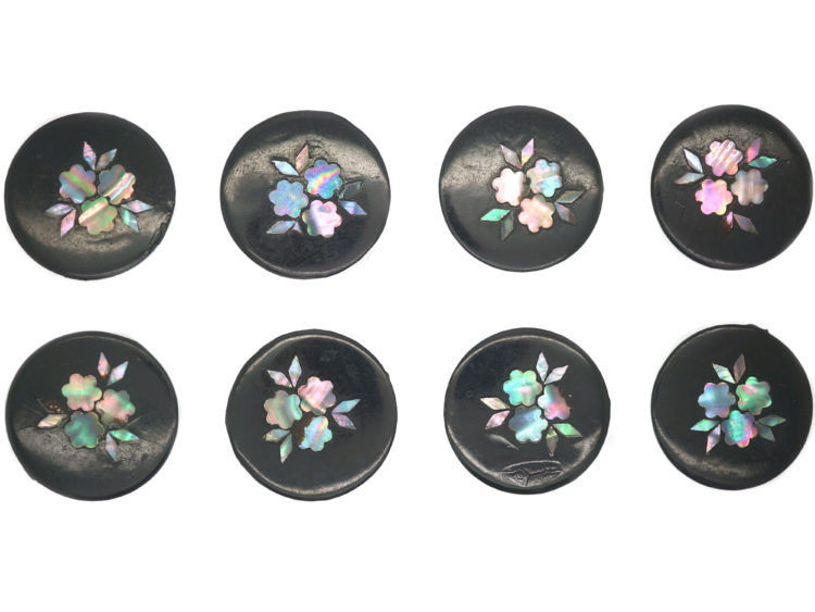 Victorian set of Eight Papier mâché Buttons