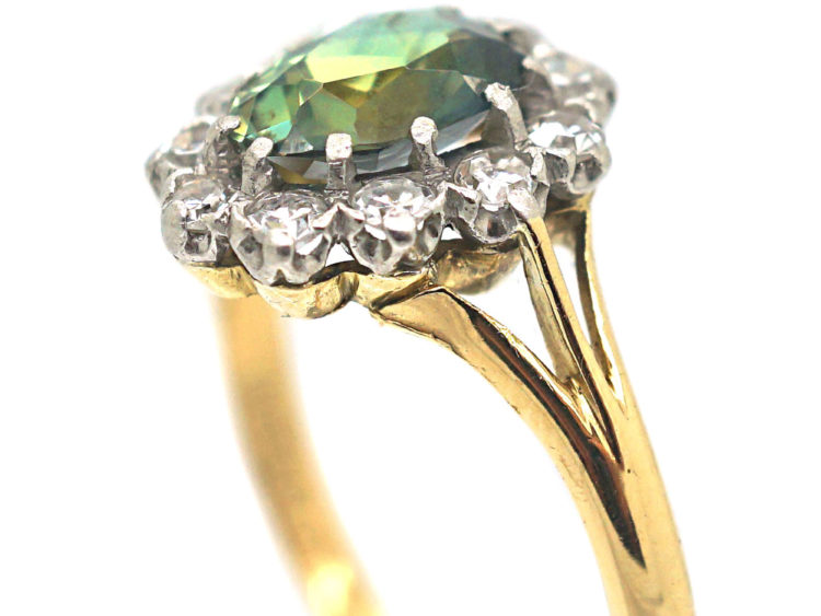 Edwardian 18ct & Platinum Parti Sapphire Oval Cluster Ring