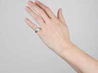 Edwardian 15ct Gold, Opal & Diamond Oval Cluster Ring