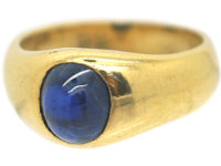 Art Deco 18ct Gold Cabochon Sapphire Rub Over Set Ring