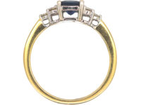 18ct Gold Princess Cut Sapphire & Diamond Ring