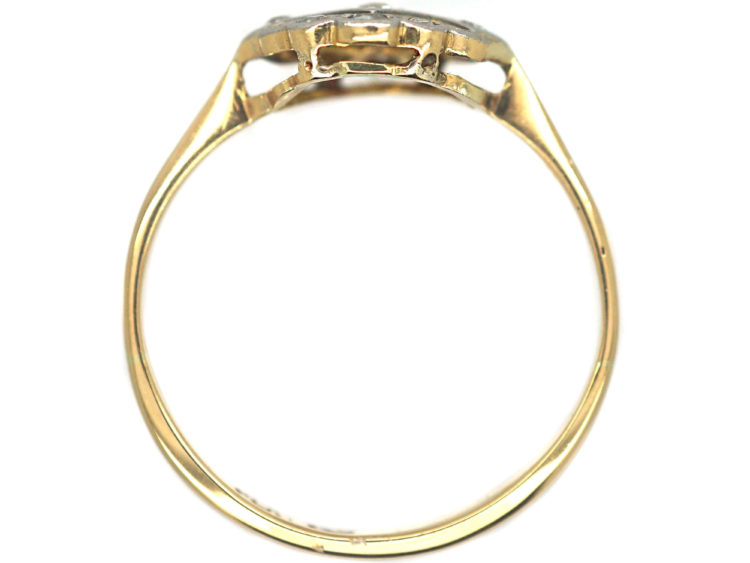 Art Deco 18ct Gold, Platinum & Diamond Cluster Ring