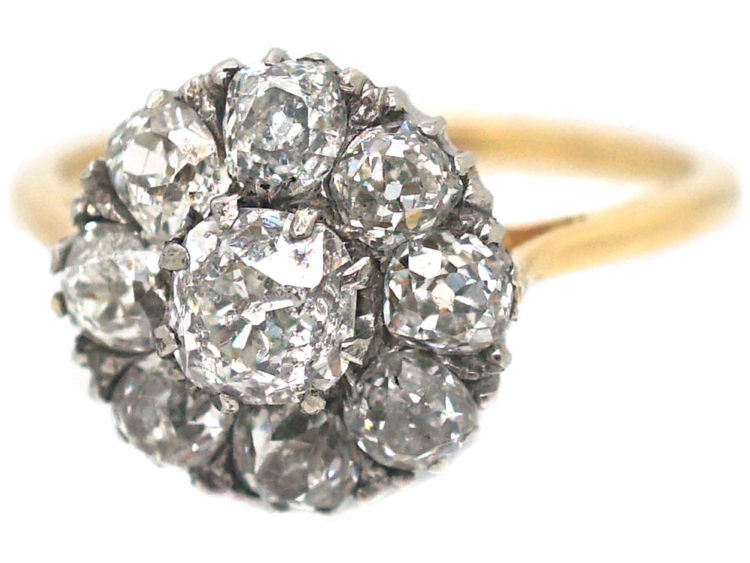 Edwardian 18ct Gold, Diamond Cluster Ring