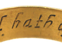 Post Medieval Gold Posy Ring engraved inside with 'As god hath apoynted be contente'