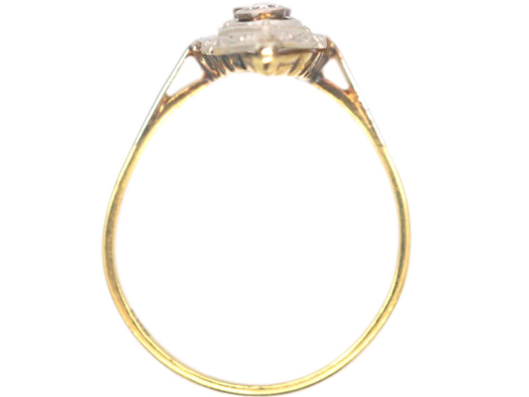 Art Deco 14ct Yellow & White Gold Three Stone Diamond Ring