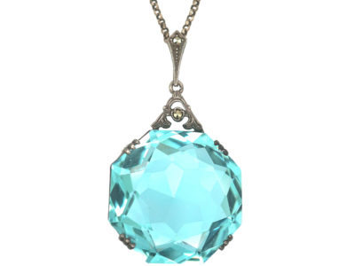 Art Deco Synthetic Colour Change Spinel Pendant on Silver Chain
