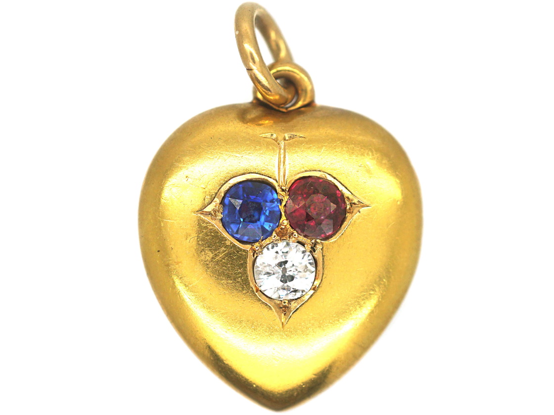 Ruby Heart Locket Edwardian Ruby, Sapphire & Diamond Heart Shaped Locket (948P) | The ...