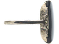 Art Deco Silver, Marcasite & Onyx Rectangular Ring