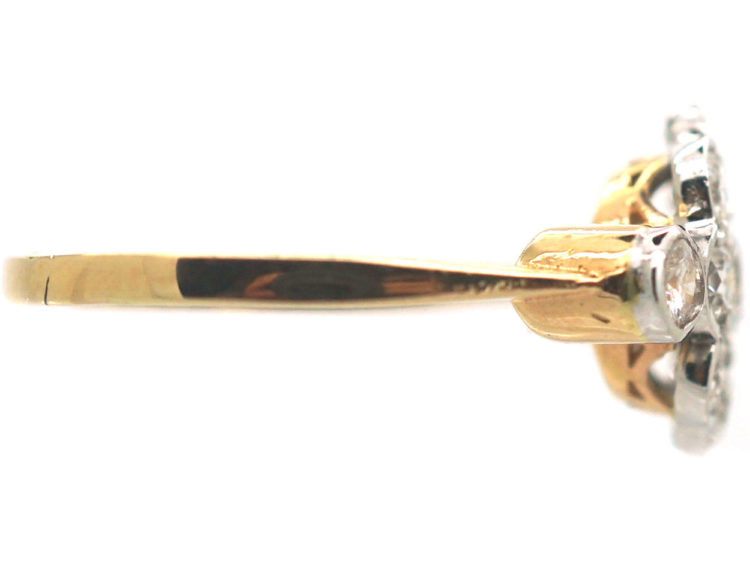 Diamond Cluster Ring with Heart & Arrow Diamond Set Shoulders