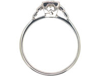 Art Deco 18ct Gold & Platinum Diamond Solitaire Ring with Step Cut Shoulders