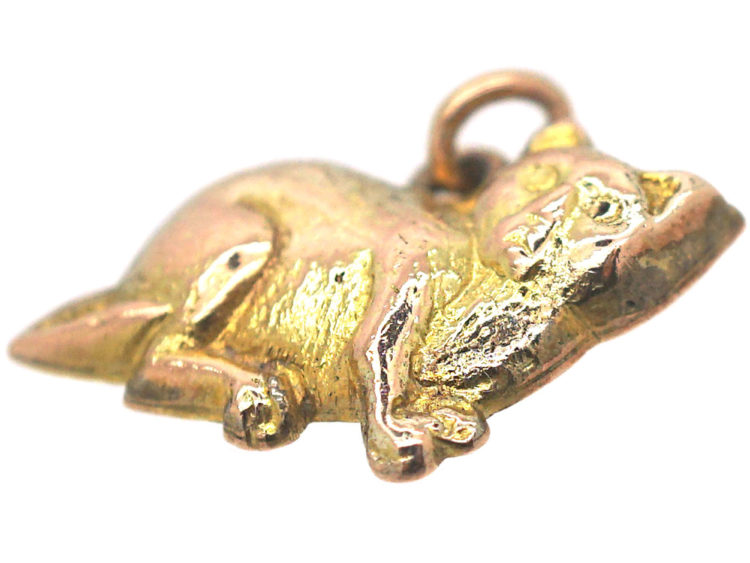 Edwardian 9ct Gold Cat Charm