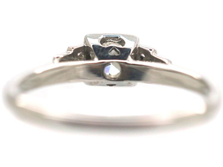 Art Deco 18ct Gold & Platinum Diamond Solitaire Ring with Step Cut Shoulders