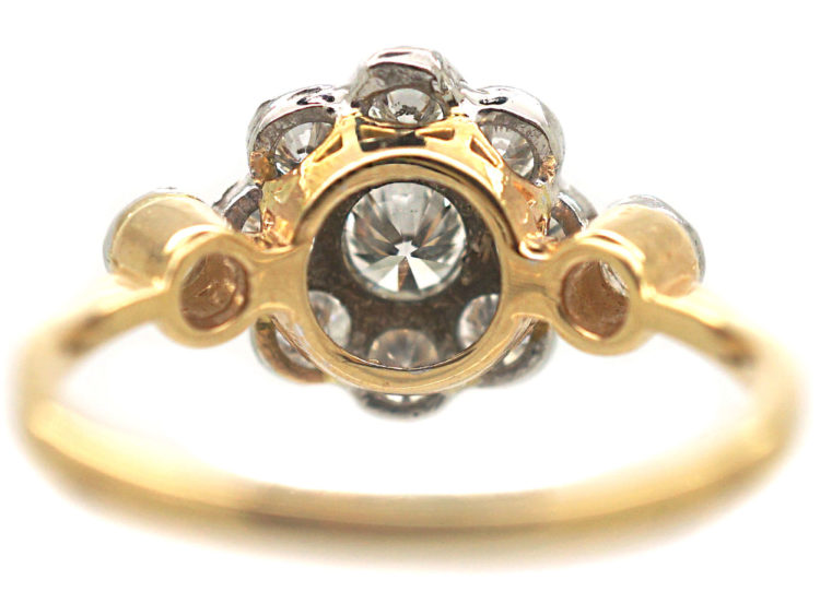 Diamond Cluster Ring with Heart & Arrow Diamond Set Shoulders