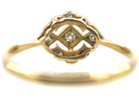 Art Deco 18ct Gold, Platinum & Diamond Cluster Ring