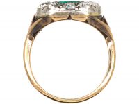 Victorian 18ct Gold, Emerald & Diamond Heart Shaped Ring