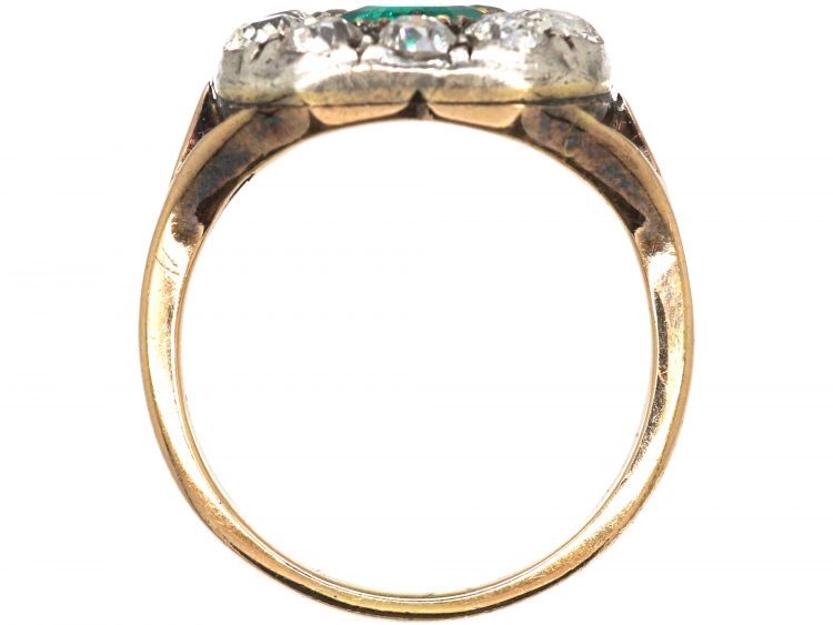 Victorian 18ct Gold, Emerald & Diamond Heart Shaped Ring