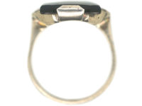 Art Deco Silver, Marcasite & Onyx Rectangular Ring