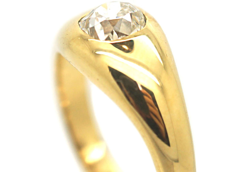 Victorian 18ct Gold & Diamond Rub Over Set Ring