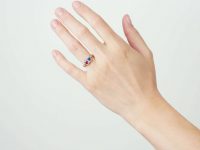 Edwardian 18ct Gold, Sapphire, Ruby & Diamond Double Cluster Ring
