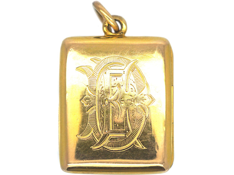 Victorian 15ct Gold Horseshoe & Buckle Rectangular Locket