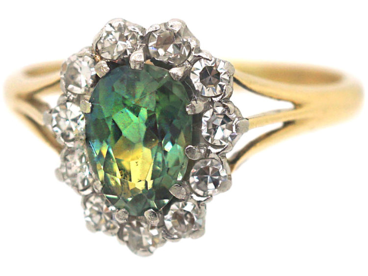 Edwardian 18ct & Platinum Parti Sapphire Oval Cluster Ring