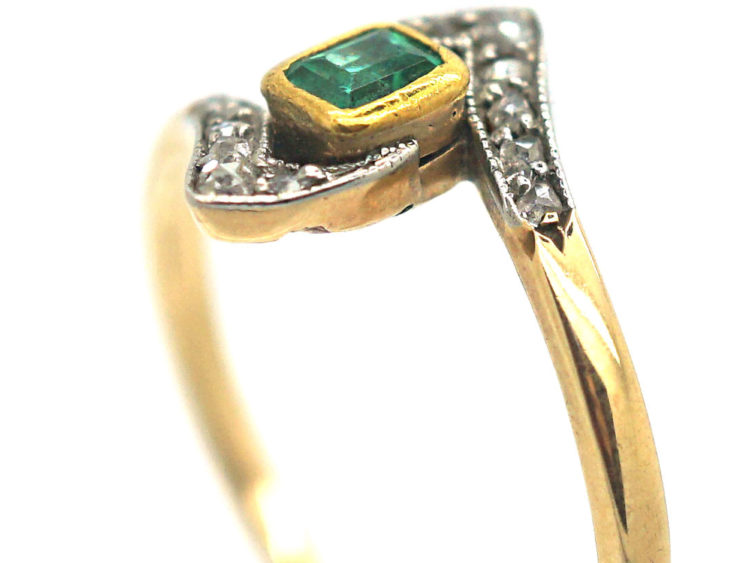 Art Deco Emerald & Rose Diamond Ring