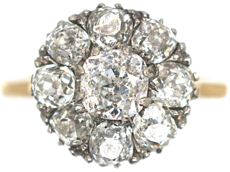 Edwardian 18ct Gold, Diamond Cluster Ring