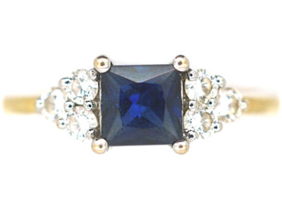 18ct Gold Princess Cut Sapphire & Diamond Ring