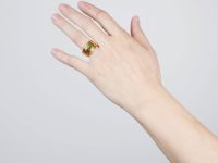 Vintage 9ct Gold & Cabochon Emerald Wide Ring