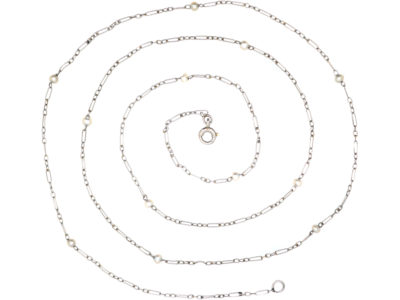 Edwardian platinum & Natural Pearl Chain