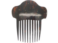 Large Victorian Tortoiseshell Hair Comb With Gold Cornucopias of Roses