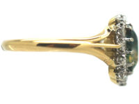 Edwardian 18ct & Platinum Parti Sapphire Oval Cluster Ring