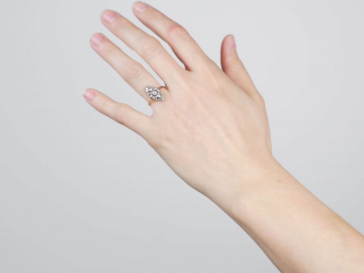 Art Deco 14ct Yellow & White Gold Three Stone Diamond Ring