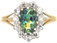 Edwardian 18ct & Platinum Parti Sapphire Oval Cluster Ring