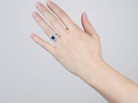 Art Deco Platinum, Sapphire & Diamond Rectangular Ring