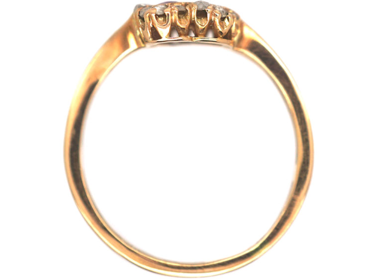 French 18ct Gold Belle Epoque Heart Shaped Ring set with Rubies & Rose Diamonds