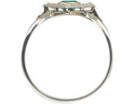 Art Deco 18ct White Gold Emerald & Diamond, Diamond Shaped Ring