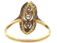 Art Deco 14ct Yellow & White Gold Three Stone Diamond Ring