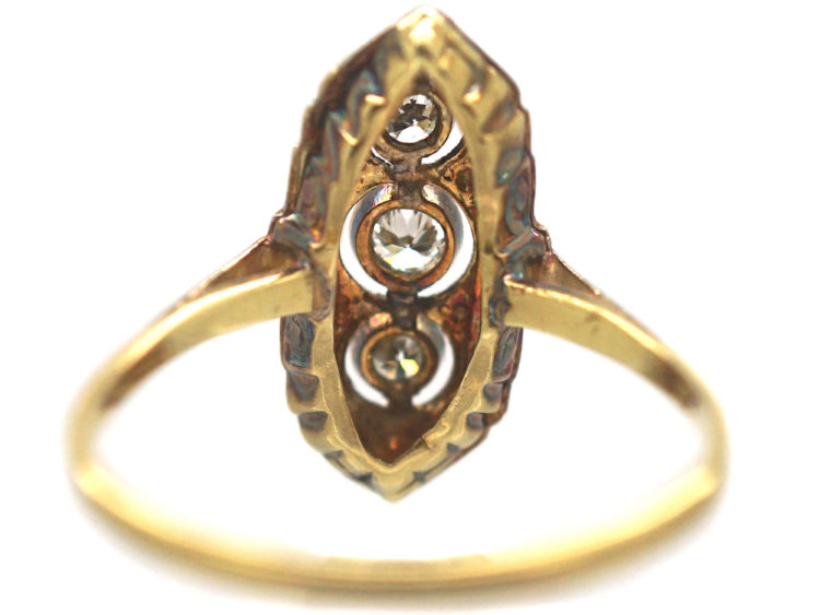 Art Deco 14ct Yellow & White Gold Three Stone Diamond Ring