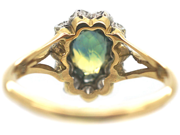 Edwardian 18ct & Platinum Parti Sapphire Oval Cluster Ring