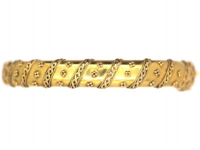 Victorian 15ct Gold Bangle with Applied Decoration