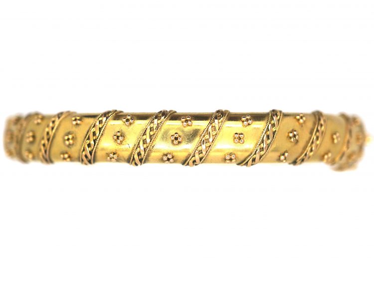 Victorian 15ct Gold Bangle with Applied Decoration