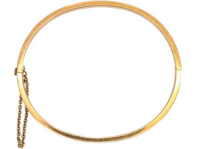 Edwardian 15ct Gold Narrow Ribbed Bangle