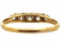 Edwardian 18ct Gold Five Stone Diamond Carved Half Hoop Ring