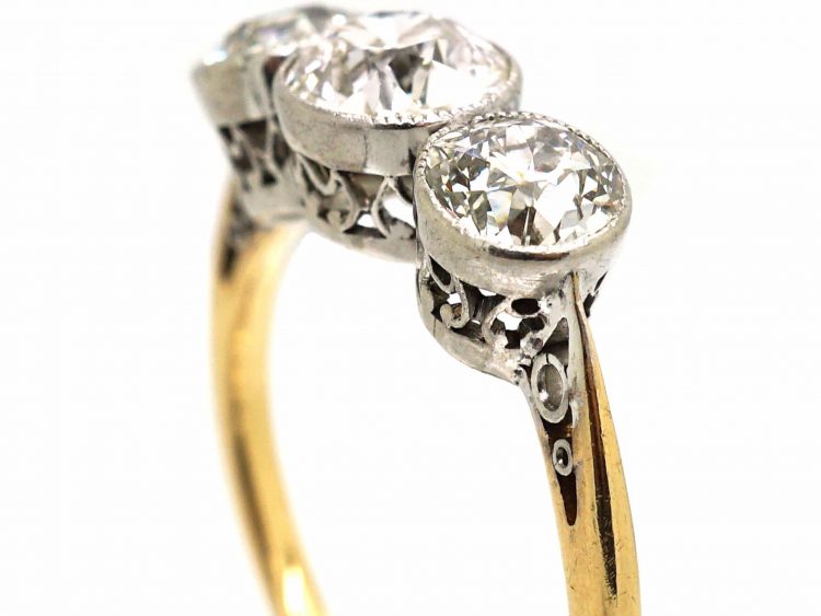 Edwardian 18ct Gold & Platinum, Three Stone Diamond Ring