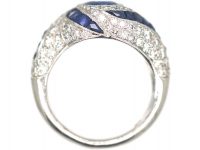 French 18ct White Gold, Sapphire & Diamond Spiral Ring