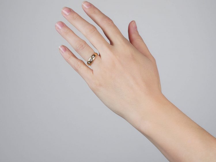Victorian 18ct Gold, Three Stone Diamond Gypsy Ring